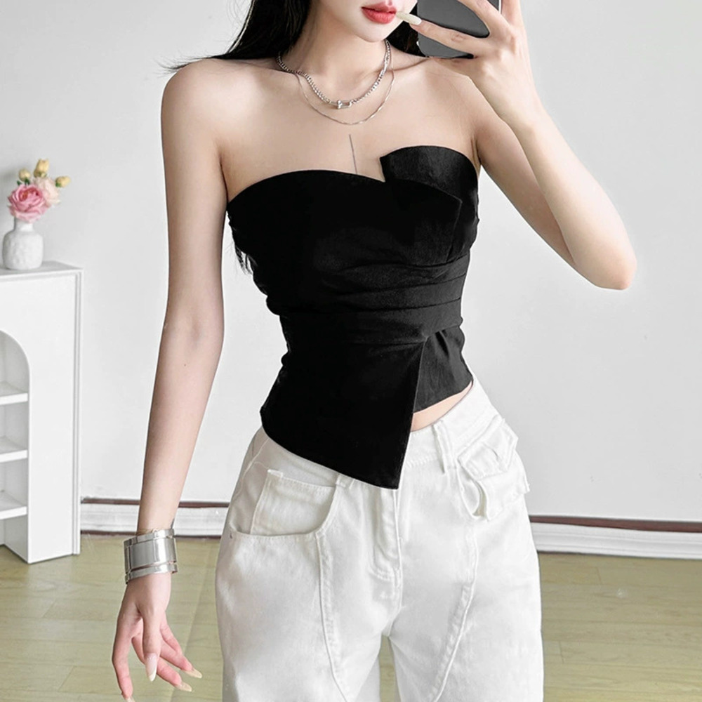 Zara Bafeng Summer Asymmetric Girl Short Tube Top